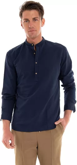 Jack & Jones Μακρυμάνικo Λινό Πουκάμισο σε Στενή Γραμμή Navy Μπλε