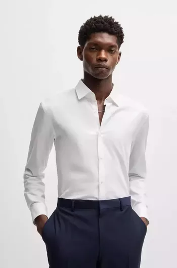 Hugo Boss Ανδρικό Μακρυμάνικο Βαμβακερό Πουκάμισο Slim Fit Λευκό