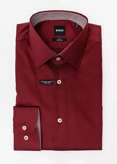Hugo Boss Hank Μακρυμάνικo Πουκάμισο Dark Red