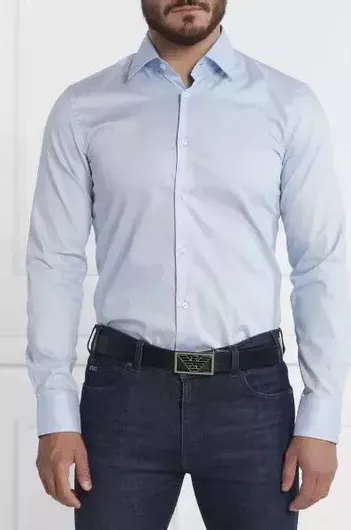 Hugo Boss Ανδρικό Μακρυμάνικο Πουκάμισο Στενή Γραμμή Γαλάζιο