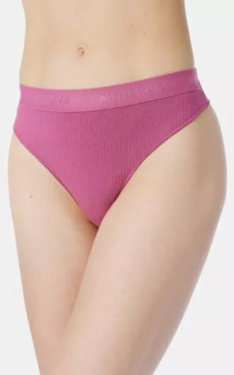 Minerva Cozy Rib Modal Ψηλόμεσο Γυναικείο String Ροζ