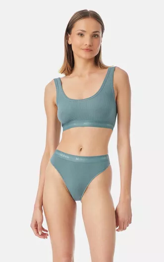 Minerva Cozy Rib Γυναικείο String Πράσινο