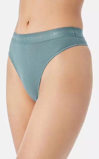 Minerva Cozy Rib Γυναικείο String Πράσινο