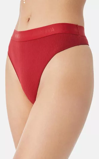 Minerva Cozy Rib Γυναικείο String Κόκκινο