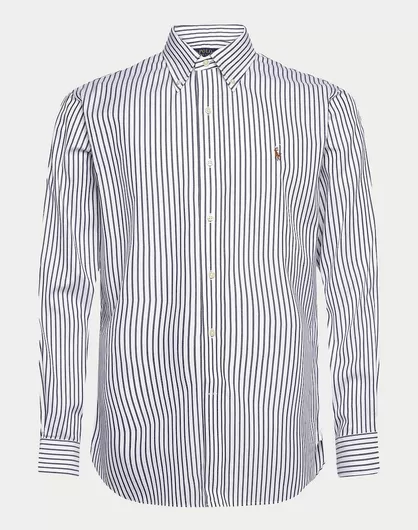 Ralph Lauren Shirt Μακρυμάνικo Βαμβακερό Πουκάμισο σε Κανονική Γραμμή Ριγέ Light Blue