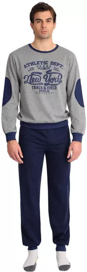 Lydia Creations Χειμερινή Ανδρική Πιτζάμα Μπλε