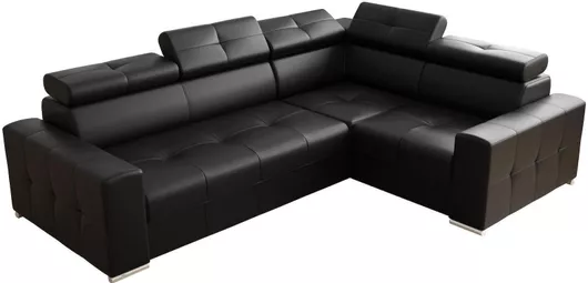 Καναπές April Max LTHR Γωνιακός με Δεξιά Γωνία Γνήσιο Δέρμα 270x197cm Μαύρο