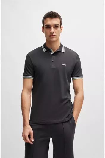 Μπλούζα Polo Hugo Boss Κοντομάνικη Βαμβακερή Antracite