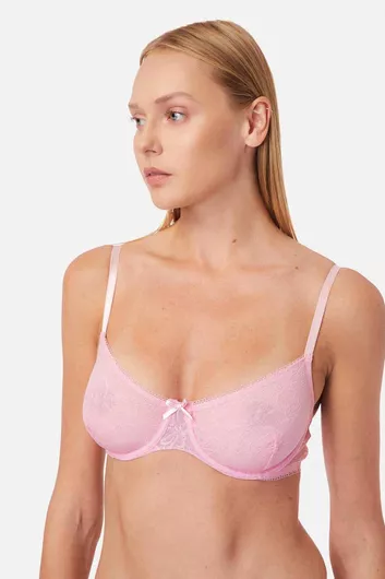 Minerva Erasmia Ροζ Σουτιέν χωρίς Ενίσχυση με Μπανέλες