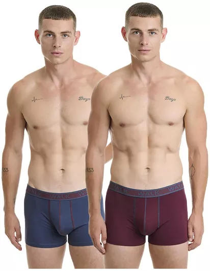 Walk Ανδρικά Μποξεράκια Μπλε/γκρενά 2Pack