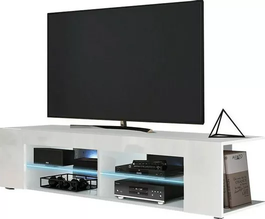 Έπιπλο Τηλεόρασης Ξύλινο Smart με Φωτισμό LED Μ137xΠ40xΥ32cm Λευκό