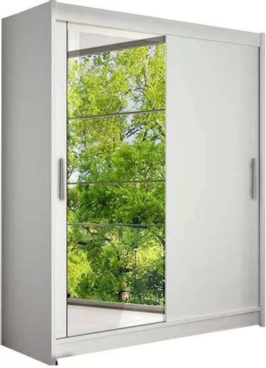 Ντουλάπα Ρούχων Δίφυλλη Συρόμενη Westa VI με Καθρέπτη 150x58x200cm Λευκό