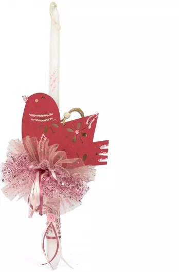 Πασχαλινή Λαμπάδα Πουλί Κόκκινο Λευκό