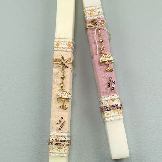 Πασχαλινή Λαμπάδα με Κρεμαστό Ομπρέλα Λευκό