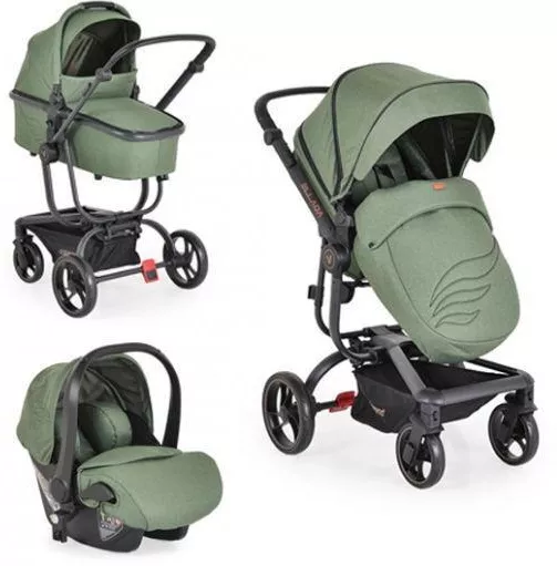 Καρότσι Μωρού Cangaroo Ellada Ρυθμιζόμενο 3 σε 1 Kατάλληλο για Nεογέννητο Green