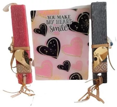 Πασχαλινή Λαμπάδα με Καδράκι Κόκκινο / Μαύρο