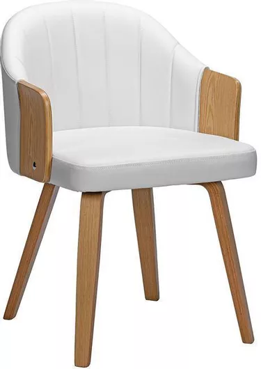 Καρέκλα Τραπεζαρίας Enzo με Επένδυση Δερματίνης Άσπρο 55x58x78cm