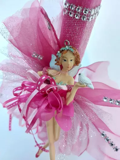 Πασχαλινή Λαμπάδα LB602 Χειροποίητη με Νεράιδα Ροζ