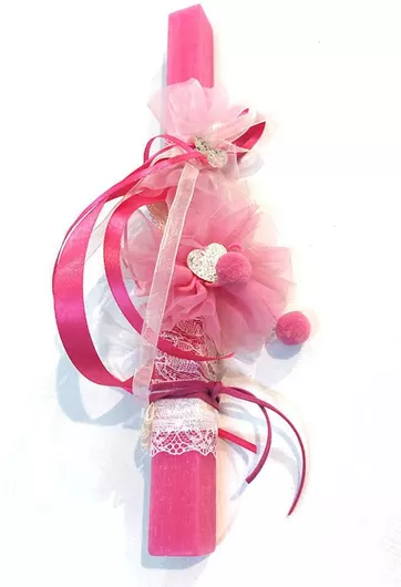 Πασχαλινή Λαμπάδα Domino L9911 με Στολίδι Ροζ