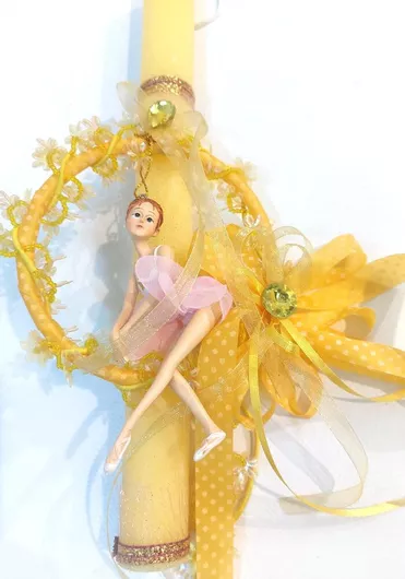 Λαμπάδα Χειροποίητη Κατασκευαστής Ρομαντική Μπαλαρίνα MPN Lb3000 Διαστάσεις Ποσότητα Χρώμα Ροζ Κίτρινο Στεφάνι