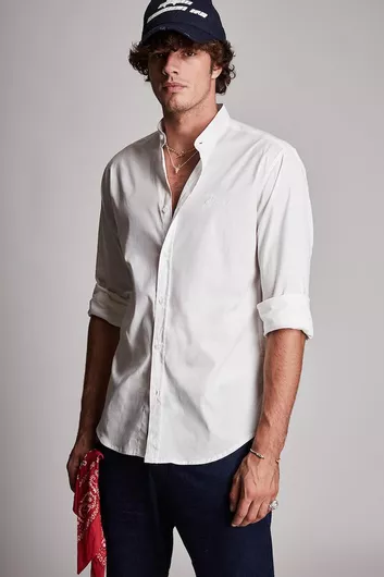 Stefan Fashion Μακρυμάνικo Πουκάμισο σε Στενή Γραμμή Λευκό