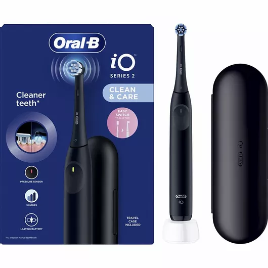 Oral-B iO Series 2 Ηλεκτρική Οδοντόβουρτσα με Αισθητήρα Πίεσης και Θήκη Ταξιδίου Μαύρη