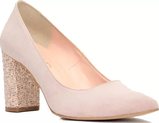 Irene 751 Nude Suede Pumps Glitter