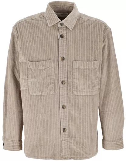 Selected Overshirt Μακρυμάνικo Κοτλέ Πουκάμισο σε Κανονική Γραμμή Μπεζ