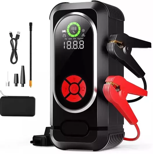 HW-0354 Portable Car Battery Jump Starter with Power Bank / USB / Air Pump / Flashlight 12V