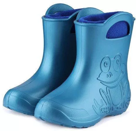 Παιδικές Γαλότσες Frog Blue Metalic της Camminare με αναιρούμενη θερμική επένδυση fleece