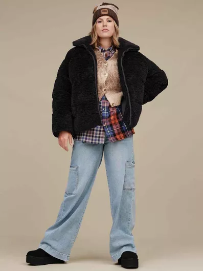 Ugg Australia Κοντό Γυναικείο Puffer Μπουφάν για Χειμώνα Μαύρο