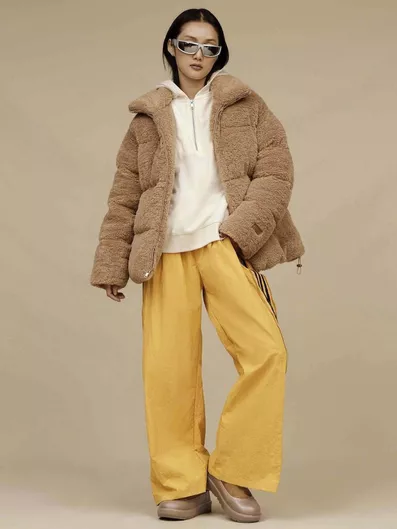 Ugg Australia Κοντό Γυναικείο Puffer Μπουφάν Χειμώνα Καφέ