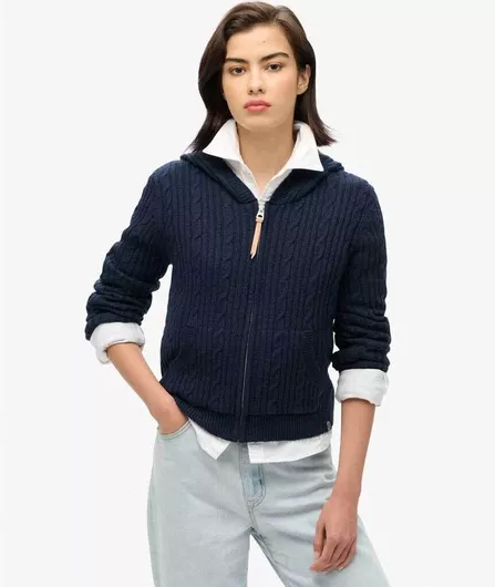 Superdry Γυναικεία Πλεκτή Ζακέτα Blue
