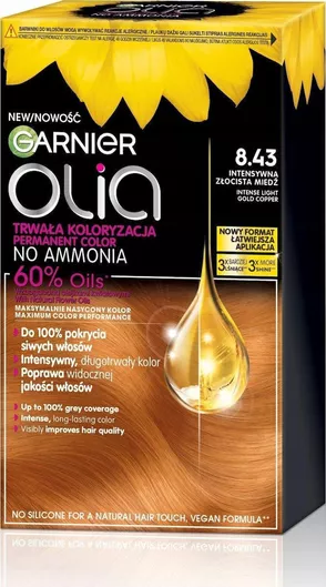 Garnier Olia Βαφή Μαλλιών Χωρίς Αμμωνία 8.43 Intense Light Gold