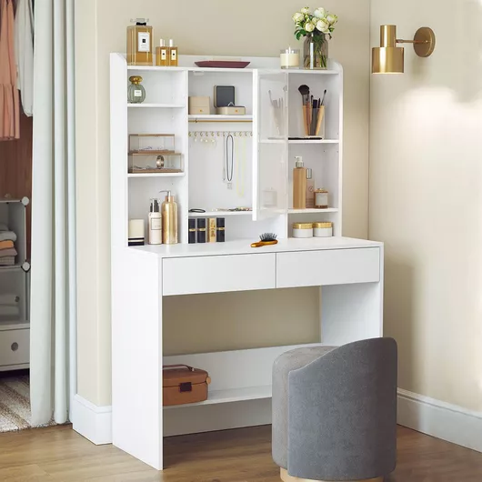 Τουαλέτα Κρεβατοκάμαρας Ξύλινη Μπουντουάρ με Καθρέπτη 90x40x145cm