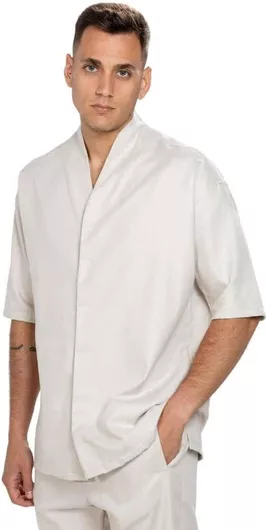Twin Black Overshirt Μακρυμάνικo Λινό Πουκάμισο Μπεζ