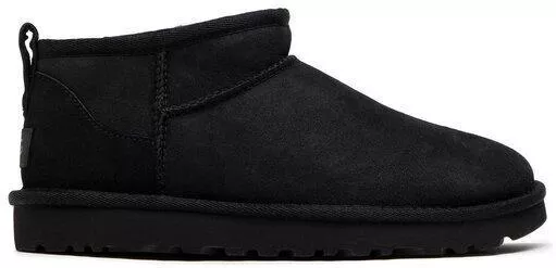 Ugg Australia Classic Ultra Mini Suede Γυναικεία Μποτάκια με Γούνα Μαύρο