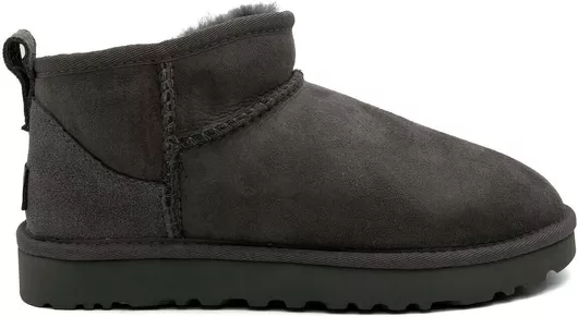 Classic Ultra Mini Δερμάτινα Γυναικεία Μποτάκια Γκρι