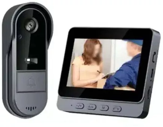 Θυροτηλεόραση Σύστημα 1080p Οθόνη 4 3" Ευρείας Γωνίας 170° Hd Υποστήριξη Ενδοεπικοινωνίας Νυχτερινή Όραση Αδιάβροχη Προστασία Γκρι Ανθρακί