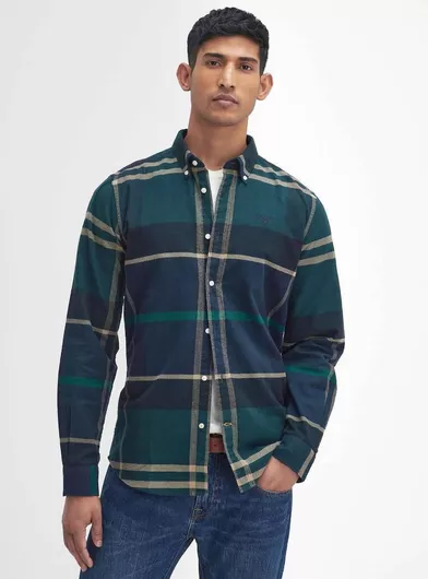 Barbour Μακρυμάνικo Βαμβακερό Πουκάμισο σε Κανονική Γραμμή Καρό Dark Green