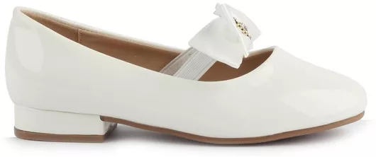 Fshoes Παιδικές Μπαλαρίνες με Λάστιχο Λουστρίνι Λευκό