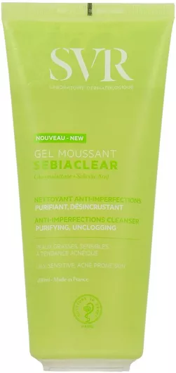 SVR Laboratoire Dermatologique Sebiaclear Gel Καθαρισμού Προσώπου για Ακνεϊκές Επιδερμίδες 200ml