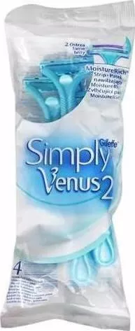 Venus Simply 2 Ξυραφάκια μιας Χρήσης με 2 Λεπίδες και Λιπαντική Ταινία 4τμχ