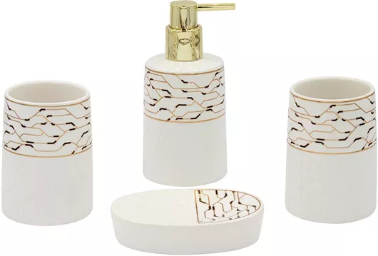 Αξεσουάρ Μπάνιου Keskor Σετ Κεραμικό Σετ 4τμχ Λευκό