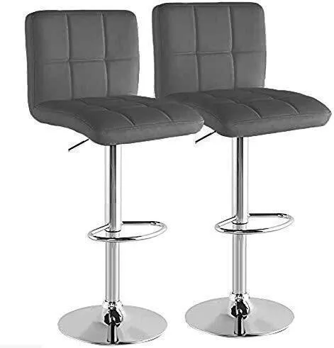 Σκαμπό Κουζίνας με Πλάτη Μεταλλικό Γκρι 2τμχ