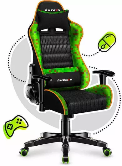 Καρέκλα Gaming Huzaro Ranger 6.0 Child Pixel Mesh Δερματίνης με Ρυθμιζόμενα Μπράτσα Μαύρο/Πράσινο