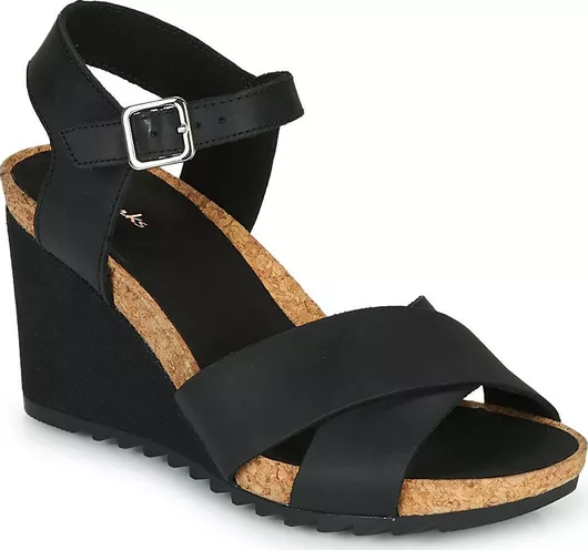 Clarks Flex Sun Ανατομικές Καλοκαιρινές Γυναικείες Πλατφόρμες Μαύρο