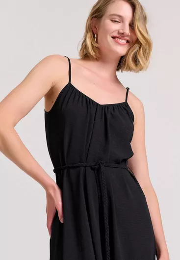 Funky Buddha Maxi Φόρεμα με Σκίσιμο Μαύρο