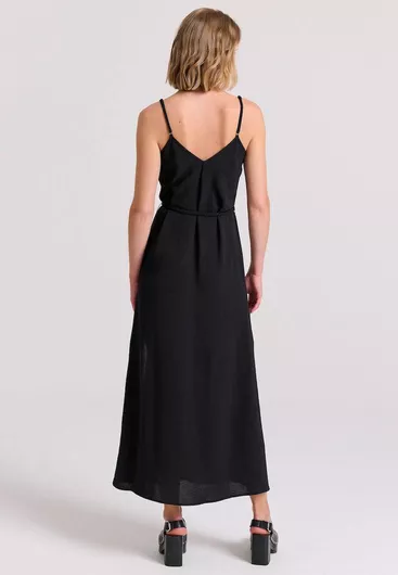 Funky Buddha Maxi Φόρεμα με Σκίσιμο Μαύρο