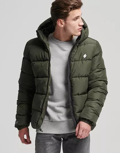 Superdry Puffer Χειμερινό Μπουφάν Λαδί